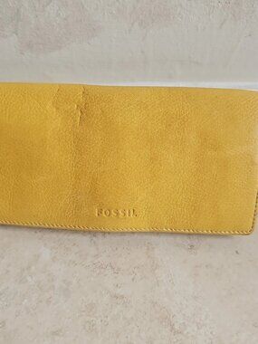 Fossil Yellow Leather Flap Wallet/Clutch